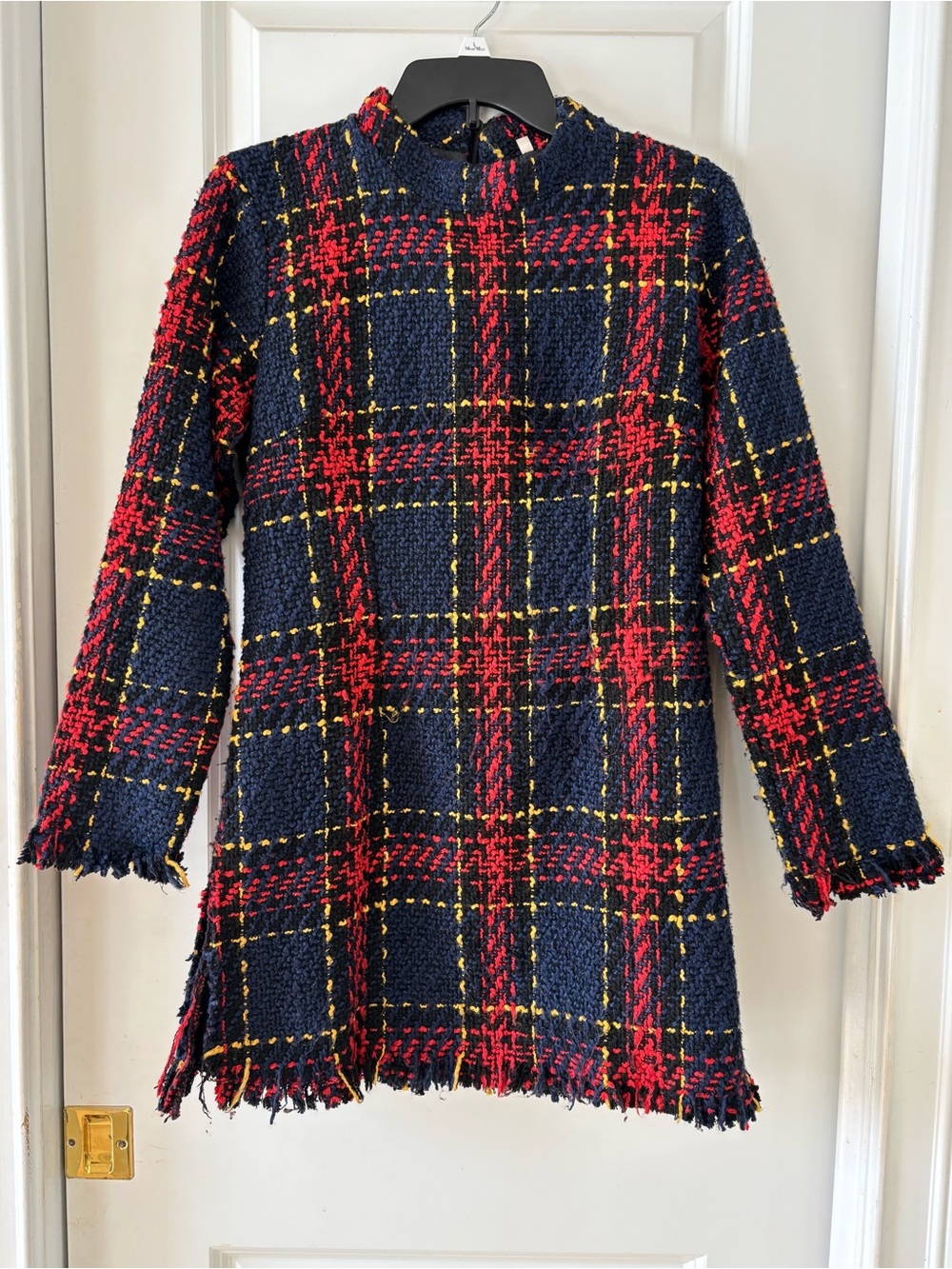 CBR Tweed Long Sleeve Mock Fringe Dress XS